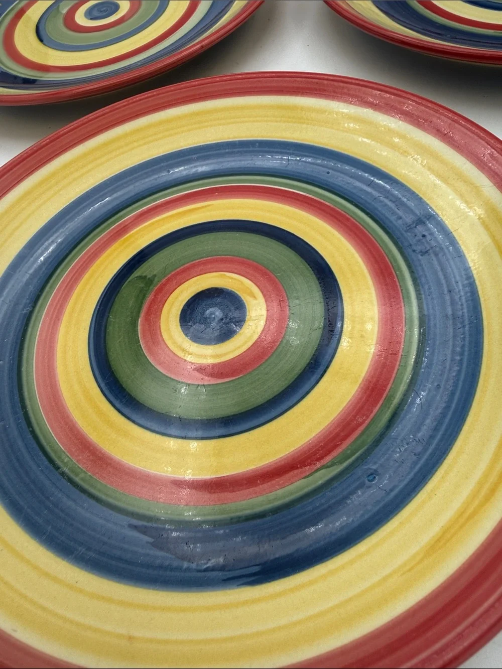 Swirl multicolor Table tops unlimited set of 3 salad plates 8 3/8” handpainted